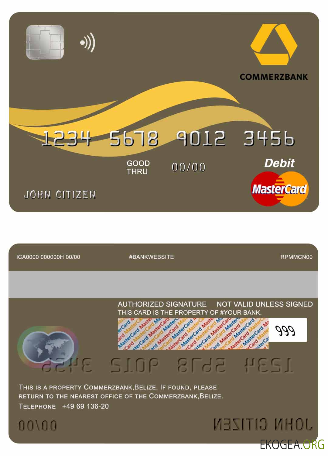 Carte Mastercard de la Commerzbank du Belize